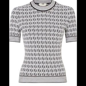 Fendi Jacquard black snd white Knit Top Size 36